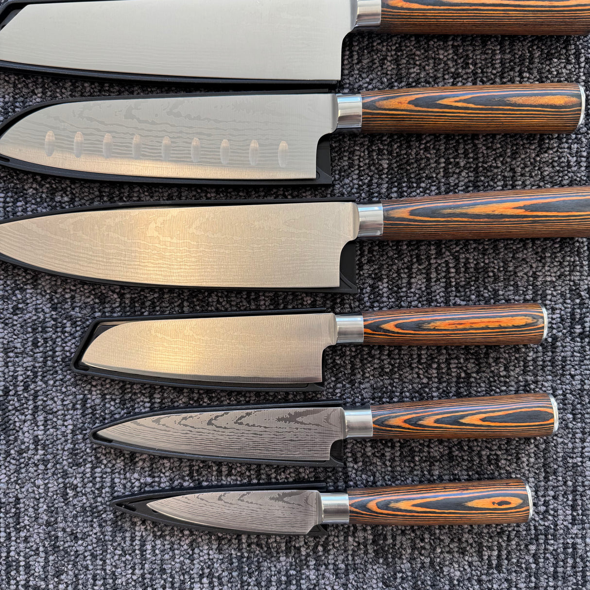 Knivset 6-delat Japanskt – 5Cr15 Rostfritt Stål & Paka-trä