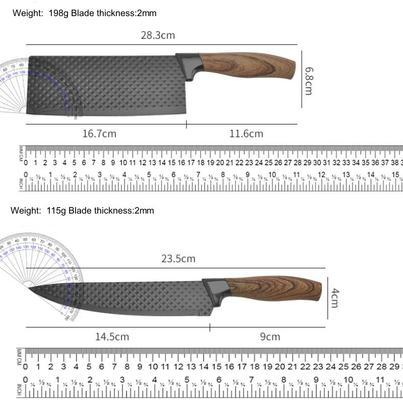 Köksknivset 6 delar 3Cr13 stål - Svart Non-stick