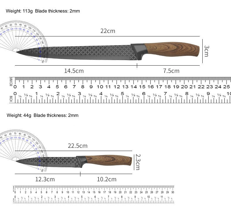Köksknivset 6 delar 3Cr13 stål - Svart Non-stick