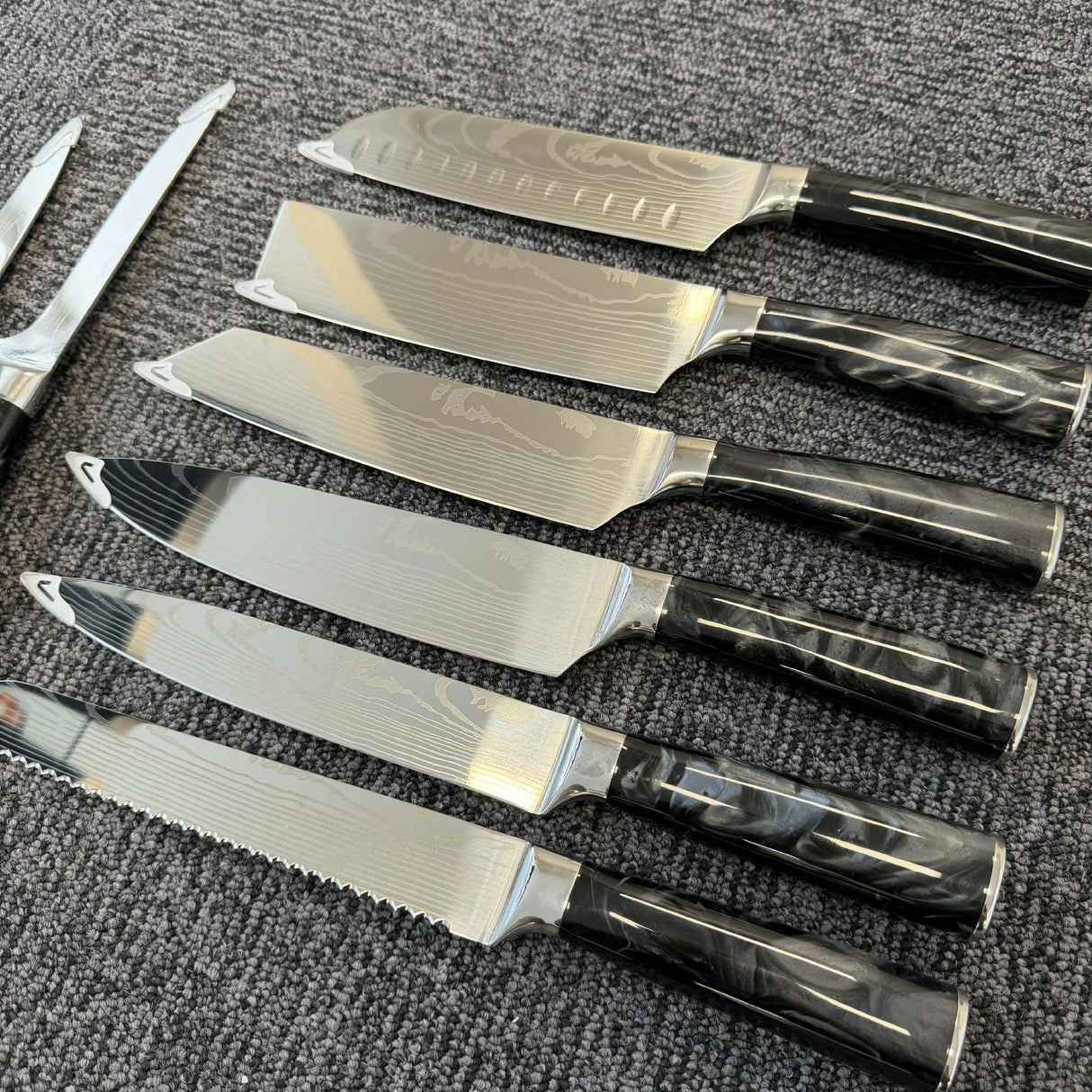 Knivset 10-delars – Svart Marmorfinish