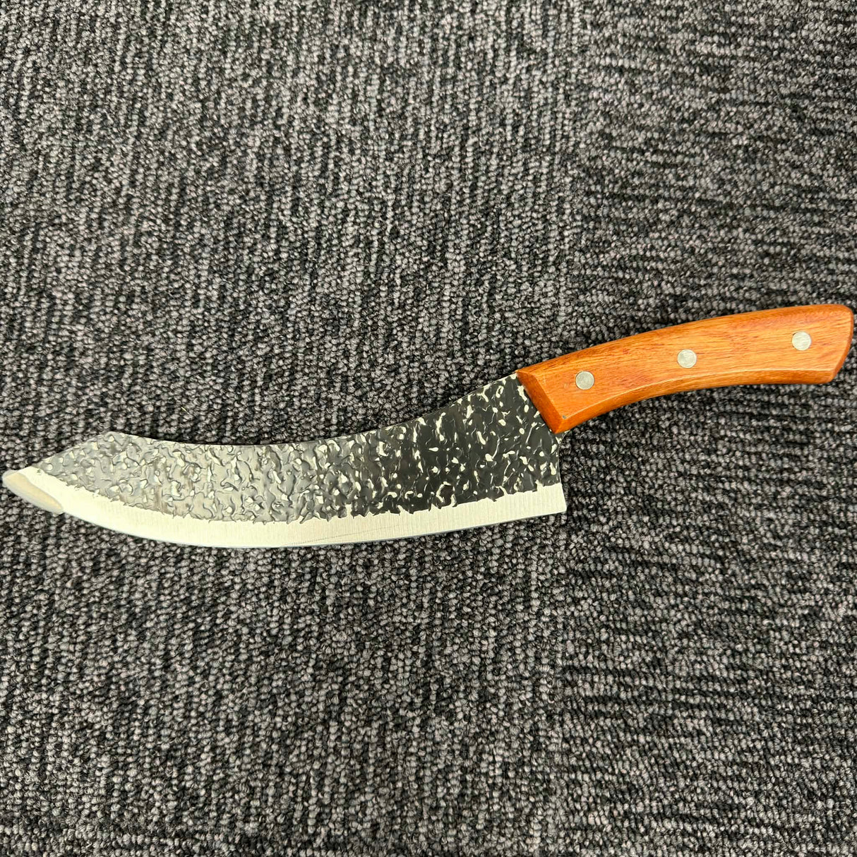 Styckningskniv Kurvad - 30Cr13 stål, Trähandtag