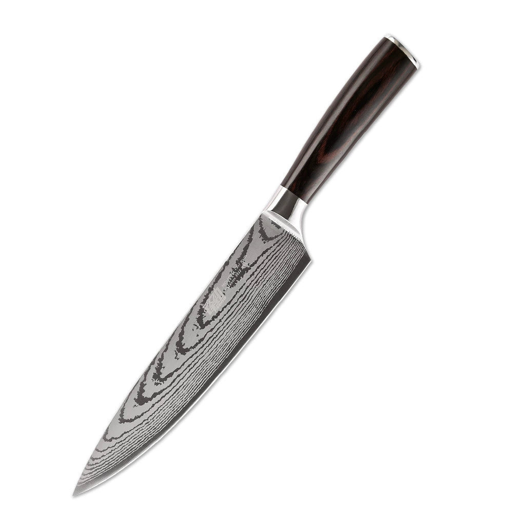 Japansk Kockkniv 7Cr17 – Damaskusmönster
