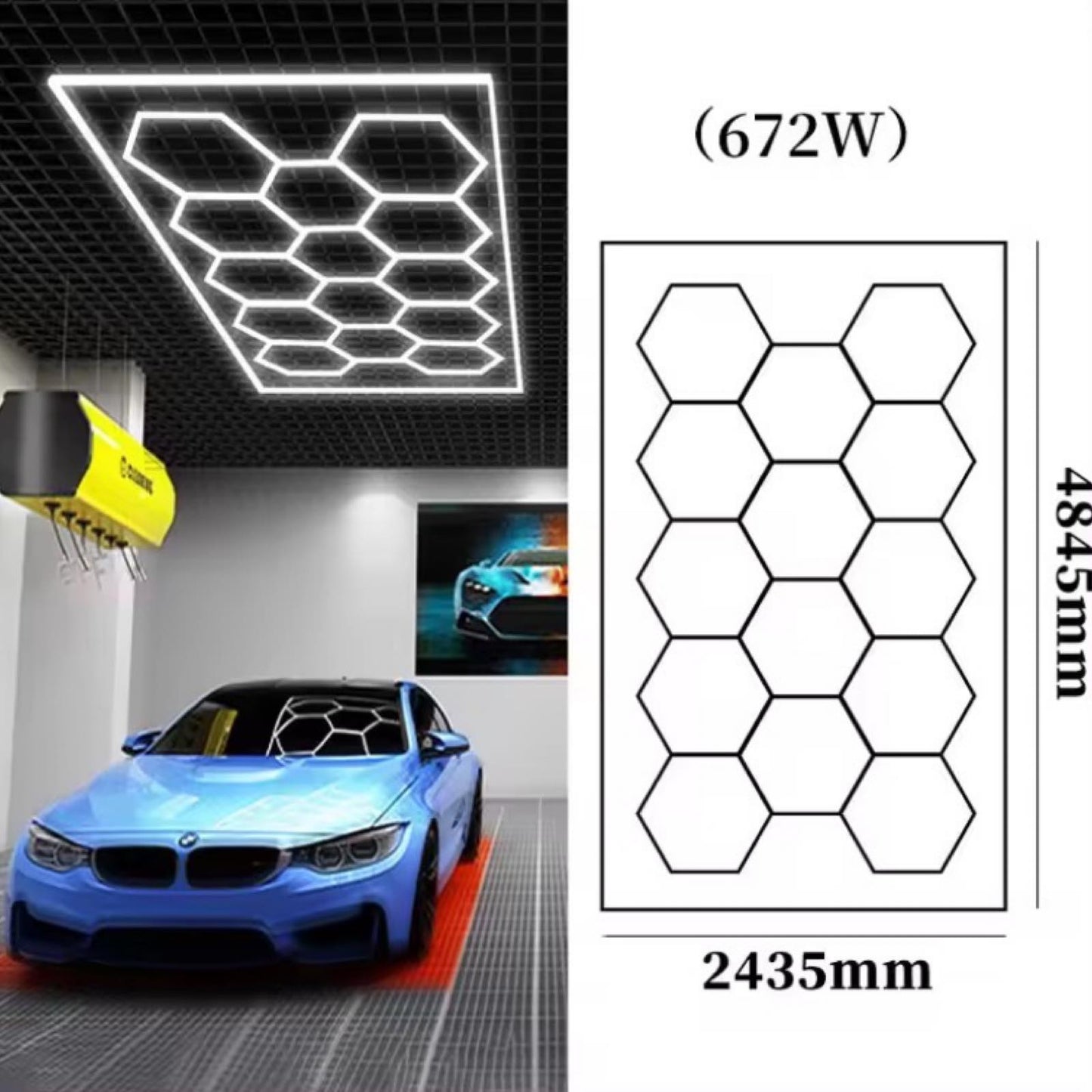 LED Hexagon Belysning 4840 x 2430mm