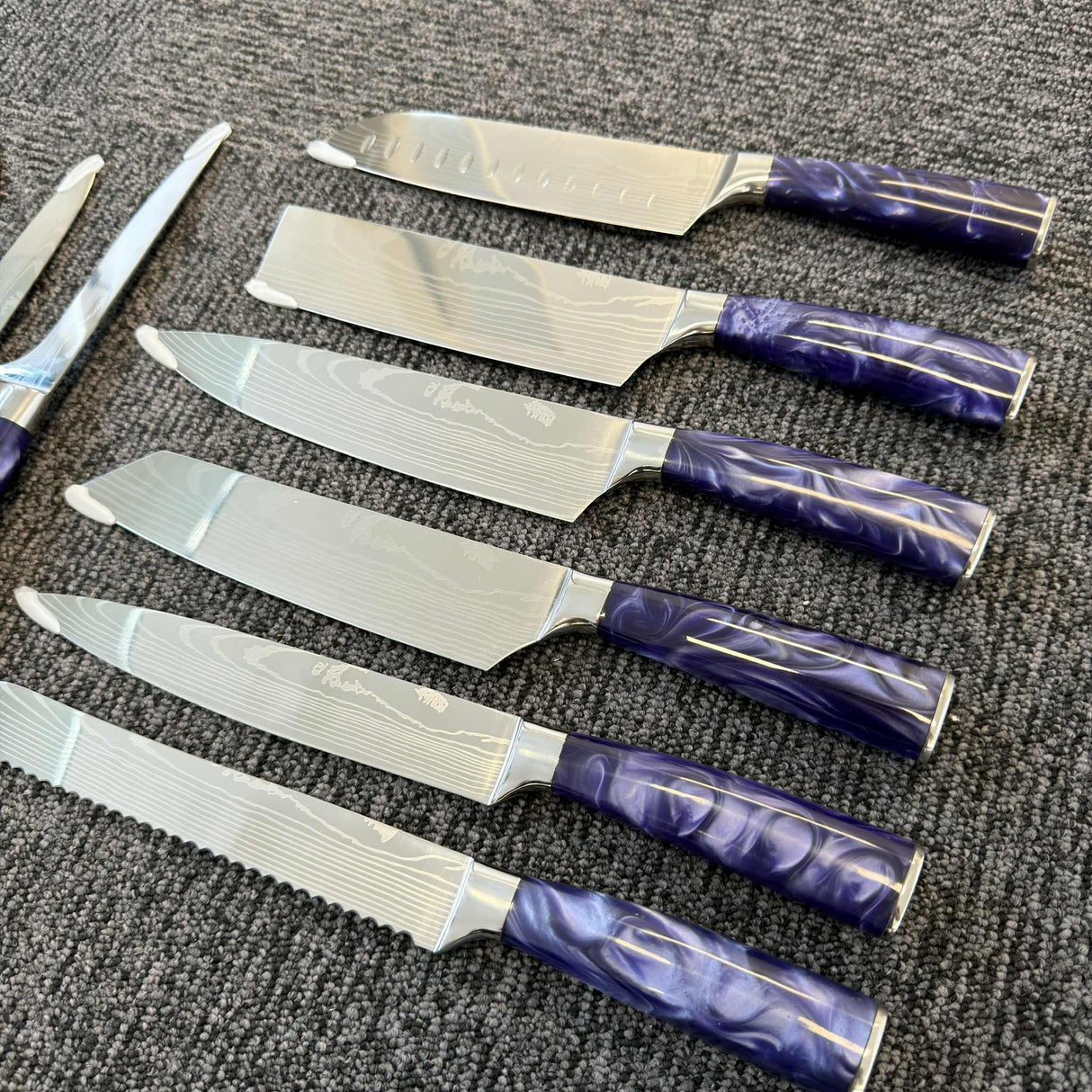 Knivset 10-delars – Lila Marmorfinish