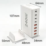 Laddstation GaN 240W – 8 portar (USB-C & USB-A) – Snabbladdning för mobil & laptop