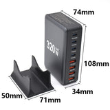 Laddstation GaN 320W – 8 portar (USB-C & USB-A) – Snabbladdning för mobil & laptop