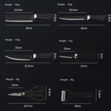 Köksknivset 6 delar 3Cr13 stål Räfflade blad - Svart