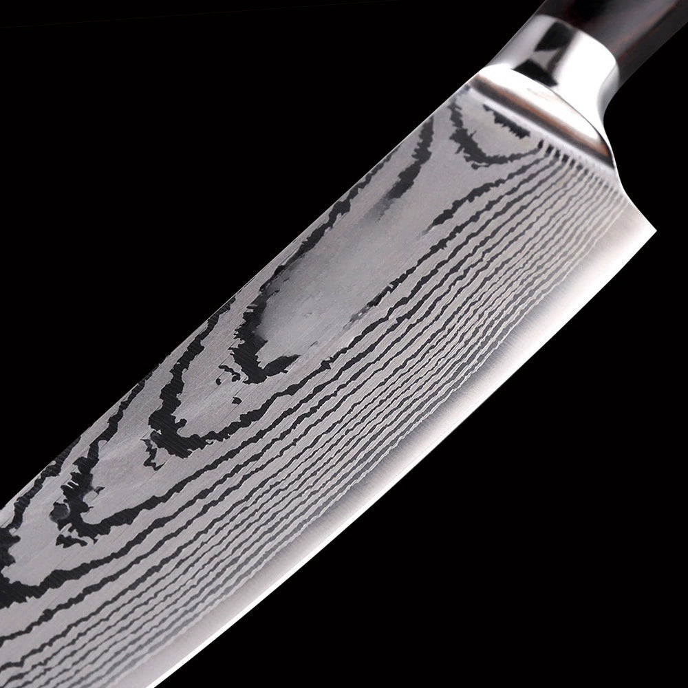 Japansk Kockkniv 7Cr17 – Damaskusmönster